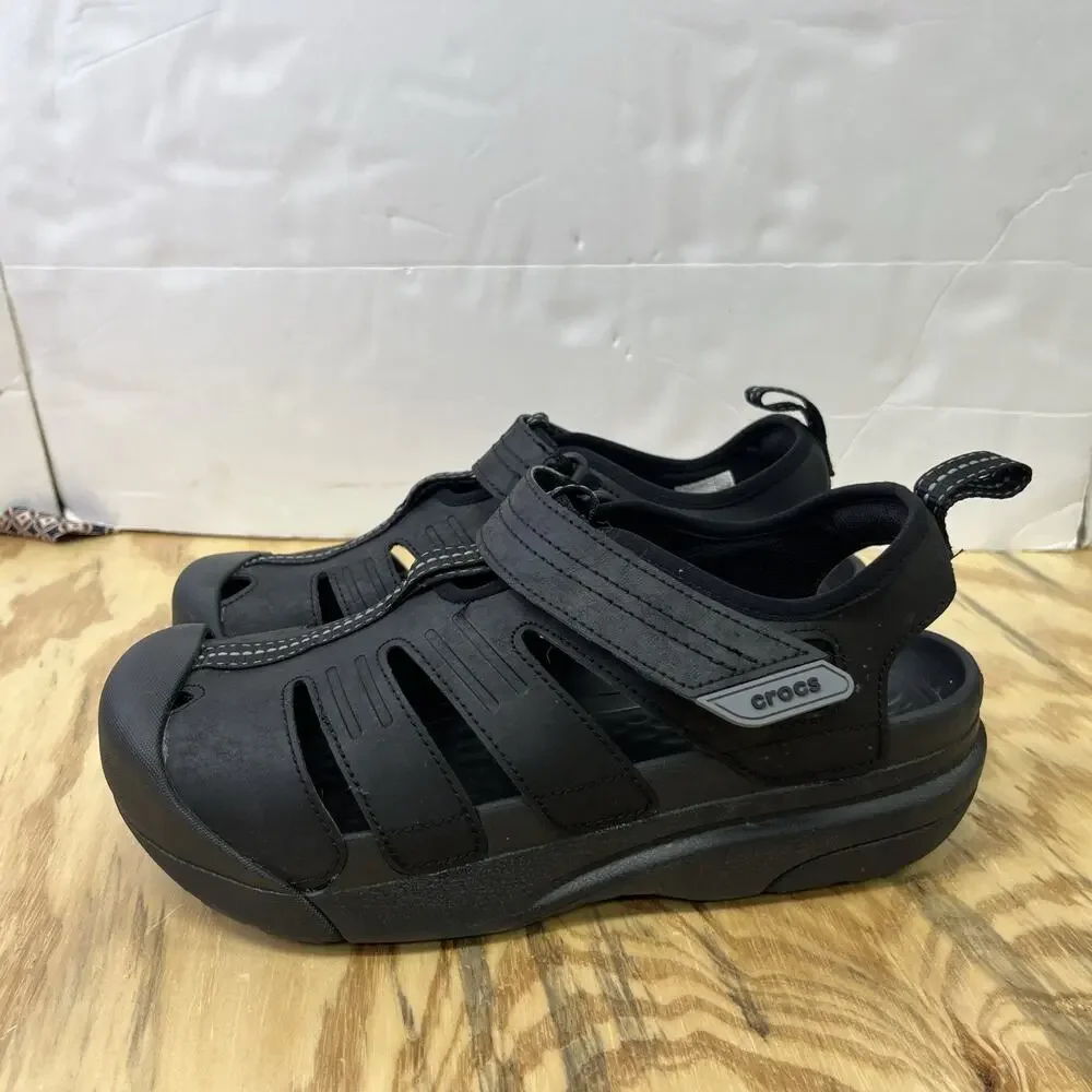 Crocs Yukon Fisherman Sandals 209875 Black Outdoor Water Mens Size 9